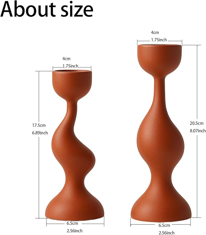 Smtyle Modern Orange Tapered Candlestick Holders Taper Candle Holders Minimalist Candle Stand Set of 2 for Dining Table, Mantel, Home, Gift or Wedding Decor