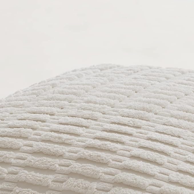 Fancy Homi 4 Packs Pure White Decorative Throw Pillow Covers 26x26 Inch for Living Room Couch Bed, Rustic Modern Farmhouse Boho Home Decor, Soft Plush Corduroy Cute Accent Square Cushion Case 66x66 cm