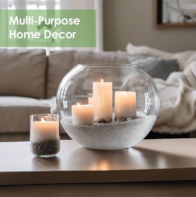 Craft And Party, Glass Bubble Vase, 8" Height x 10" Width, Set of 4 Glass Fish Bowl Vase, Bubble Bowl vase for Terrarium, Flower Vase Centerpiece