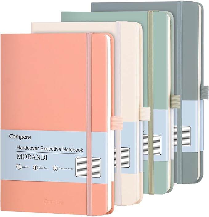 Comix 4 Pack Lined Journal Notebooks for Women, 176 Pages, 5.5 x 8.3, Hardcover, Morandi, 100gsm Paper, A5 Journaling Notebooks, Perfect for Work School Home