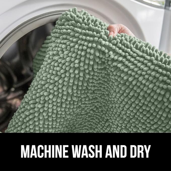 GORILLA GRIP Bath Rug Mat, Soft Absorbent Chenille, Quick Dry Microfiber Mats, Rubber Backing Washable Shower Floor Rugs, Bathmat Runner, US Designed Bathroom Home Decor Accessories 24x17 Sage Green