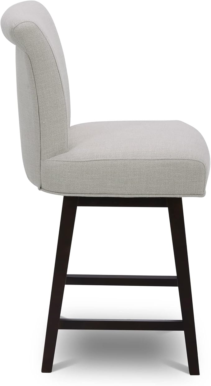 CHITA 26 Inch Counter Height Swivel Bar Stool, FSC Certified Modern Fabric Swivel Barstool Chair with Back, Linen