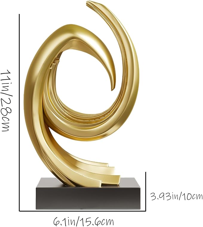 Golden Wave Resin Origami Statue Modern Abstract Home Decoration Emphasizes Abstract Office Desk Carving Table Family Bedroom Living Room Garden Office Golden Stripe Decoration (C)