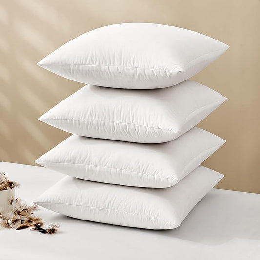 MIULEE Pillow Inserts 20x20 (Pack of 4,White), Down Feather Throw Pillow Inserts, Premium Fluffy Stuffer Throw Pillows Cotton Fabric for Sofa Bed Couch