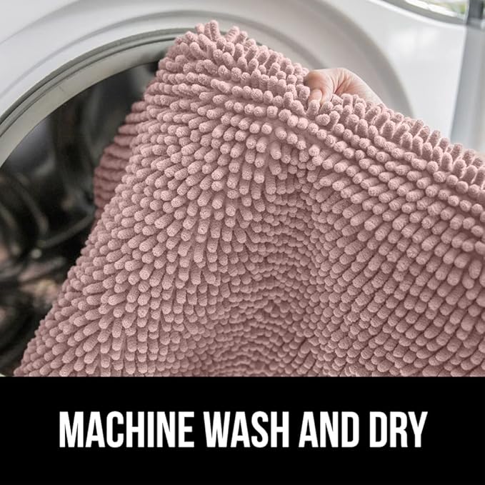 GORILLA GRIP Bath Rug Mat 44x26, Soft Absorbent Chenille, Quick Dry Microfiber Mats, Rubber Backing Washable Shower Floor Rugs, Bathmat Runner, US Designed Bathroom Home Decor Accessories Dusty Rose