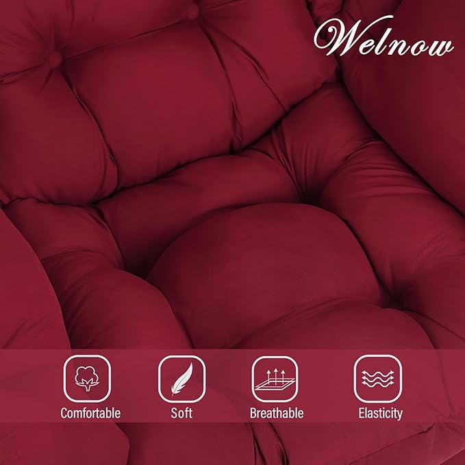 Welnow Lazy Chair with Ottoman, Modern Lounge Accent Chair with Armrests and a Side Pocket, Leisure Sofa Armchair, Reading Armchair with Footrest for Small Space, Burgundy