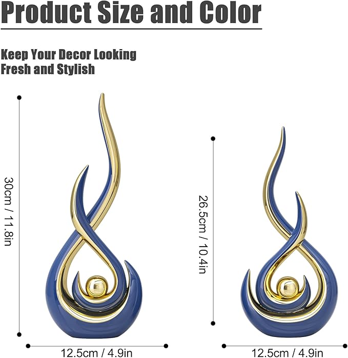 Navy Modern Abstract Art Home Decor Accent,Contemporary Statues Coffee Table Decor for Living Room,Table Centerpieces for Dining Room,Ceramic Sculptures Knick Knacks for TV Stand Show Piece (Blue)