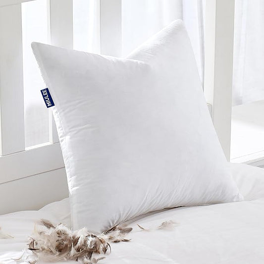 MIULEE Feather Pillow Insert 26x26, Decorative Down Throw Pillow Insert Fluffy Throw Pillow Cotton Fabric for Sofa Bed Couch