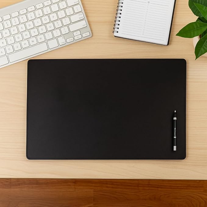 Classic Black Leather 30" x 19" Desk Mat Without Rails