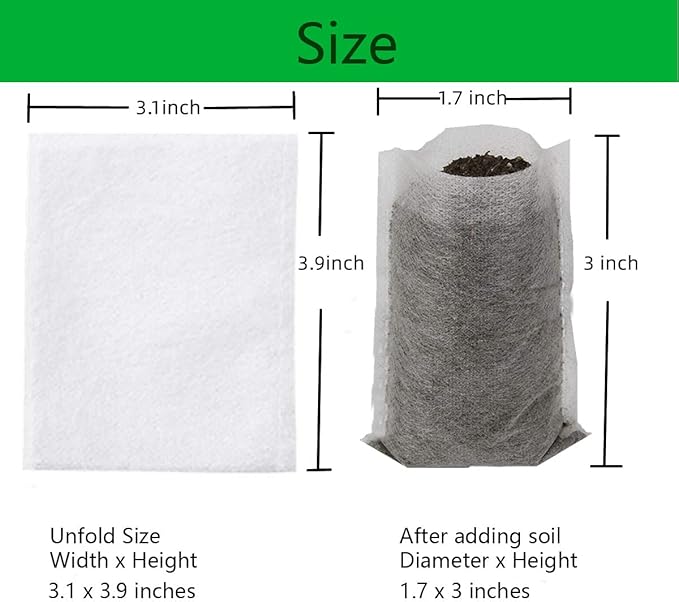 gardtree Small Plant Nursery Bags 3.1" * 3.9" 400PCS, Non-Woven Biodegradable Plant Grow Bags Fabric Seedling Starter Bags for Succulents Vegetable Flower Fruit, Home Garden Supply