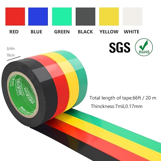 10-Pack White Electrical Tape Waterproof, 3/4 in x 66ft, Industrial Grade UL/CSA Listed High Temp Electrical Tape Electric Super Vinyl