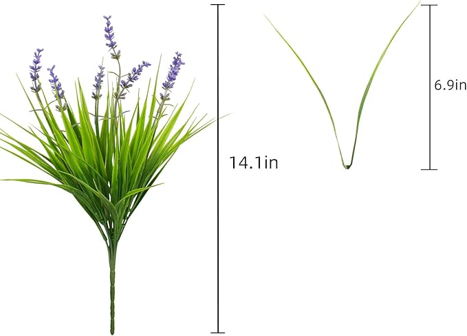 Fake Outdoor Plants Artificial Monkey Grass 12 Bundles Purple Faux Flowers for Outdoors Plastic Plant Outside Porch Patio Yard Planters Window Box Decor (12 Bundles Purple Monkey Grasses)
