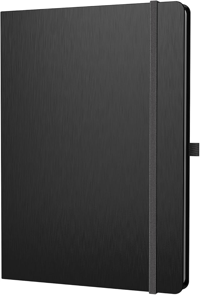 A4 Lined Journal Notebook, 8mm Ruled Notepad, Journaling for Writing, Work, School, Travel and Note Taking, Hardcover 160 Pages (80 Sheets) 8.27 x 11.6 inches (Black)