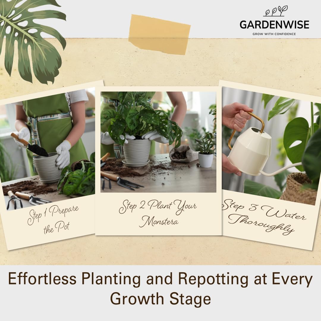 Monstera Potting Soil Mix – Organic, Fast-Draining, Chunky Soil with Coconut Coir & New Zealand Bark for Indoor Plants – Premium Fertilizer for Monstera Deliciosa, Albo & More (10 quarts)