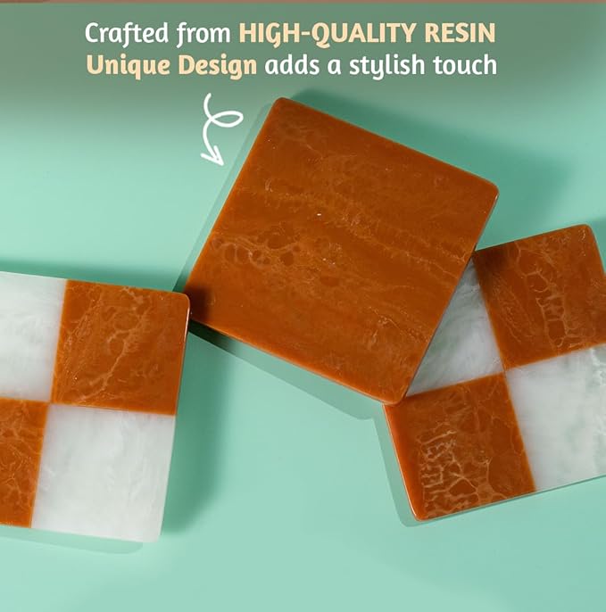 Folkulture Coasters Set of 4 | (4") Fall Coaster for Coffee Table | Handmade Coasters for Drinks | Cute Cup Coaster Waterproof for Bar Decor or Living Room Decor | Fall-Decor or Fall Table Decor