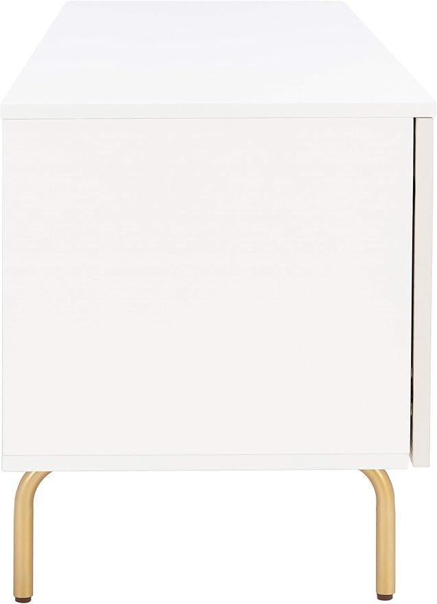 SAFAVIEH Genevieve TV Stand for up to 65" Flatscreen – White & White Washed Finish, Mid-Century Modern Storage Cabinet, Entertainment Media Console (MED5000C)