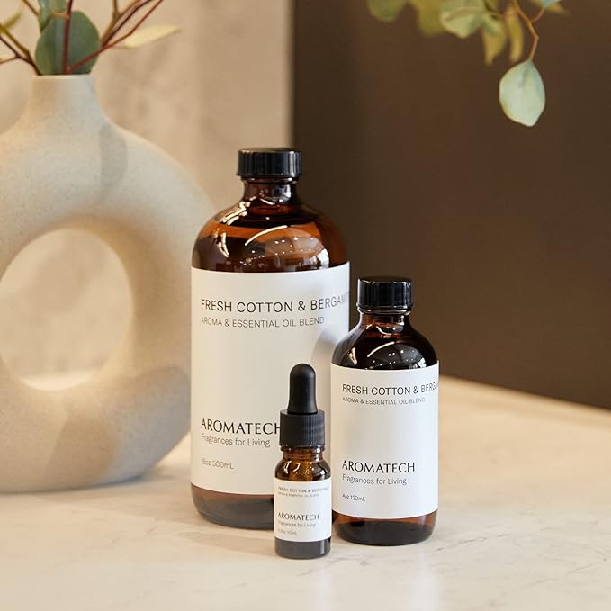 Aromatech Fresh Cotton and Bergamot Essential Oil Blend: Luxury Hotel Inspired Aromatherapy with Bergamot, Fresh Cotton & Sandalwood for Ultrasonic Diffusers & Nebulizers - 4 fl oz, 120 mL