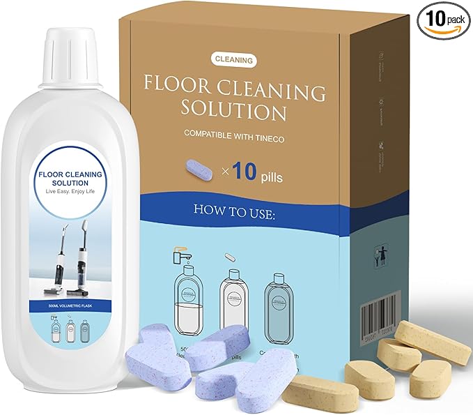 10 Bottles Compatible with Tineco Cleaning Solution Pet 500ml Per Bottle Lavender Scents and Orange Scents Floor Cleaner Compatible with All Robot Vacuums with Mopping and Cordless Wet/Dry Vacuum