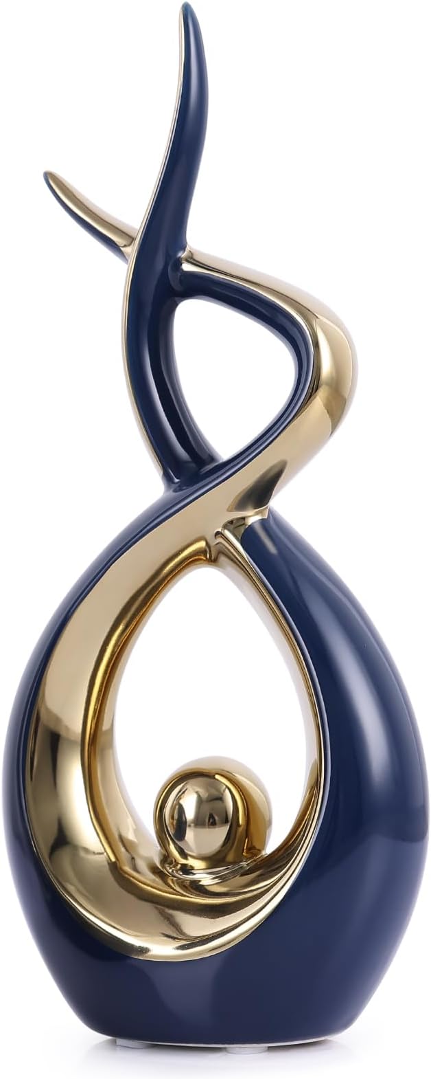 Gold Blue Modern Sculpture Table Decorations, Ceramic Knick Knacks Statues for Living Room Decor, Tv Stand and Desk Decor, Suitable for Coffee Tables and Shelf Decorations, Great Gift Idea