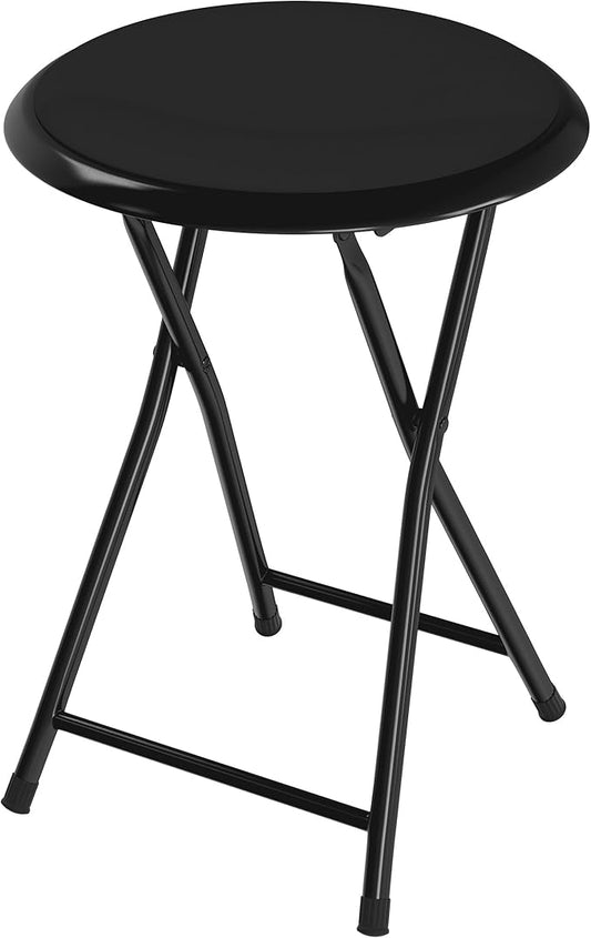 Folding Stool - Backless 18-Inch Stool with 225lb Capacity for Kitchen or Rec Room - Portable Indoor Counter Bar Stools by Lavish Home (Black)