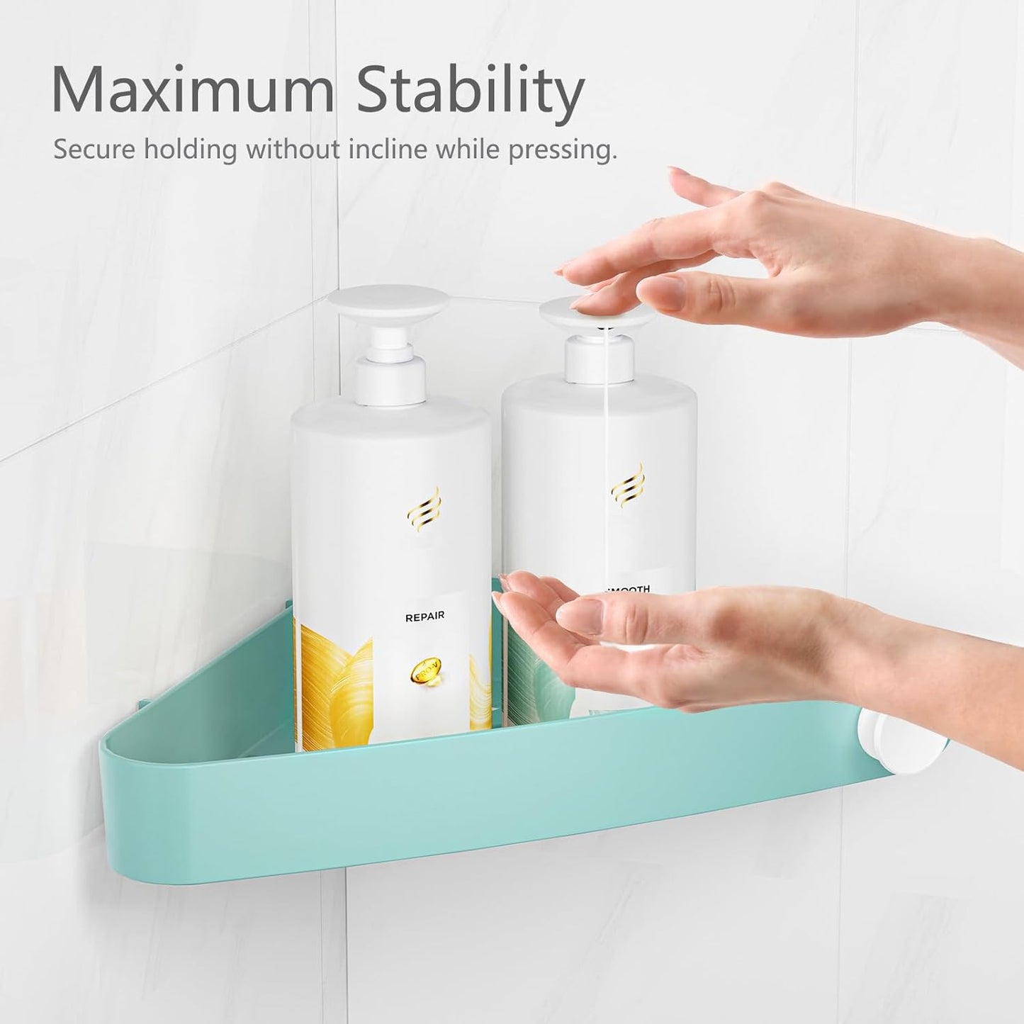 Sotfamily Shower Caddy Corner, 4 Pack Adhesive Corner Shower Shelves for Bathroom Organizers and Storage, Rust Free Plastic Rack for Bathroom Accessories & Decor, Turquoise