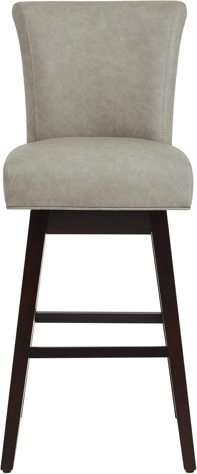 CHITA 30 Inch Counter Height Swivel Bar Stools Set of 2, FSC Certified Modern Upholstered Faux Leather Swivel Barstool Chairs with Back, Stone Grey