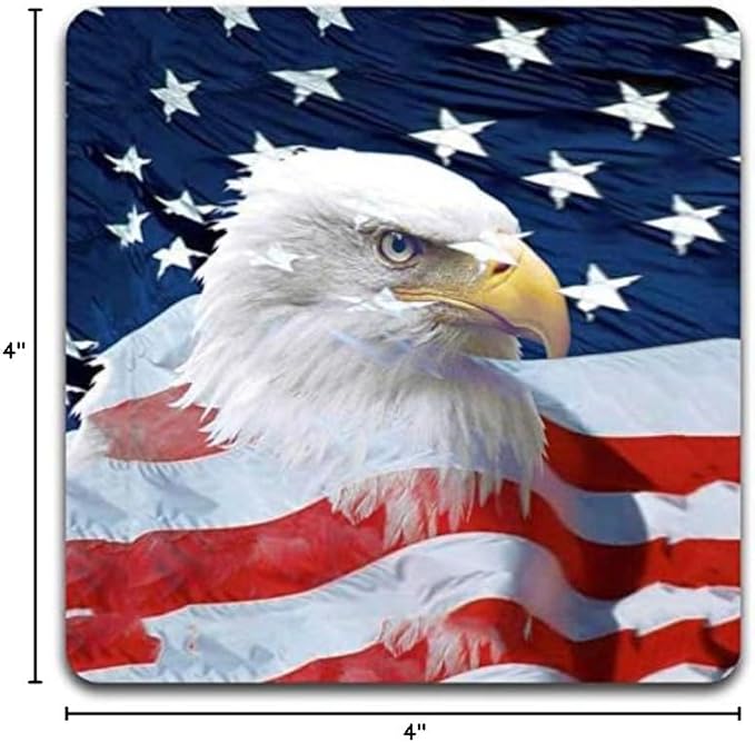 American Eagle Square Coaster Set - Made of Recycled Rubber - Set of 4