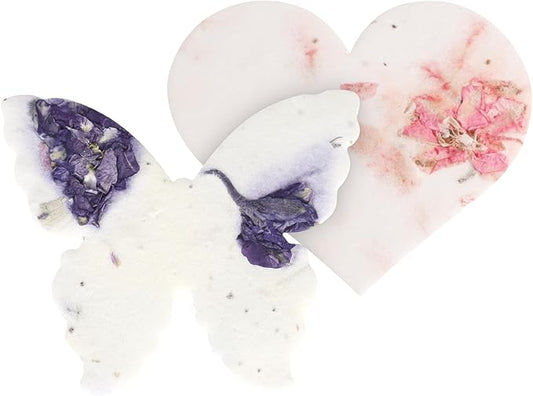 48pcs Plantable Seed Paper – 24 Heart & 24 Butterfly Embedded with Wildflower Seeds, Unique Gift for Mothers, Garden Lovers, Bridal Shower, Wedding, Birthday, & other Milestone Celebrations