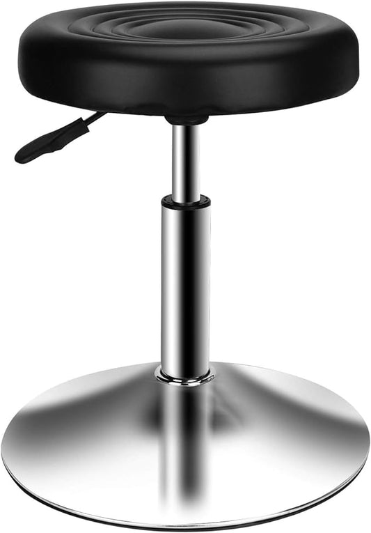 QiCheng&LYS Round Office Stool Chair - Adjustable Height Sit Stand Stool, 360 Swivel, Black