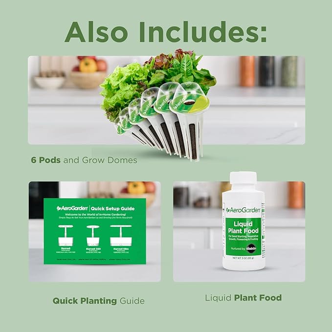 AeroGarden Harvest Indoor Garden Hydroponic System with LED Grow Light and Herb Kit, Holds up to 6 Pods, White