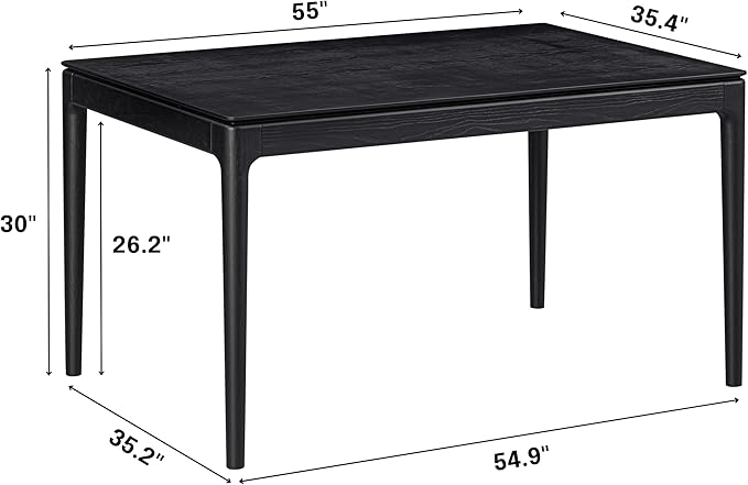 NTC Mingle 55 Inch Modern Design, Rectangular Dinner Table for Dining Room, Living Room Furniture, Effortless Assembly, Burnt Black