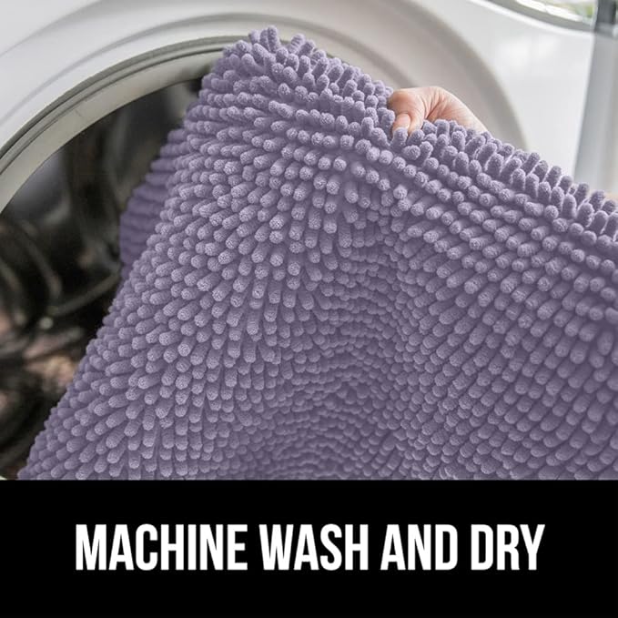GORILLA GRIP Bath Rug Mat 36x24 Thick Soft Absorbent Chenille, Quick Dry Microfiber Mats, Rubber Backing Washable Shower Floor Rugs, Bathmat Runner Bathroom Home Decor Accessories Light Purple