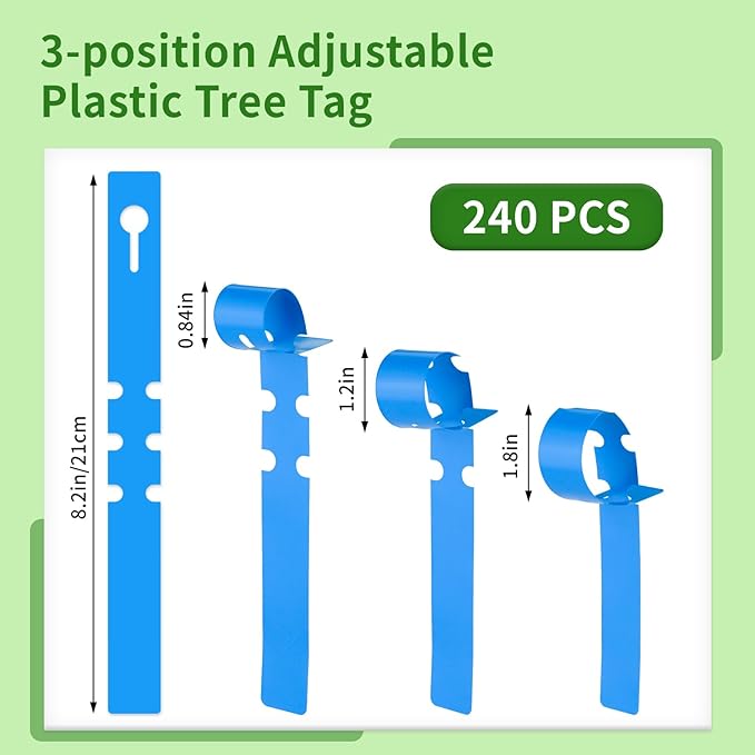 240Pcs Plant Tags, Tree Tags Plastic Wrap Around Hanging Plant Labels Adjustable Tree Markers Signs for Plant & Garden Nursery (Multicolor)