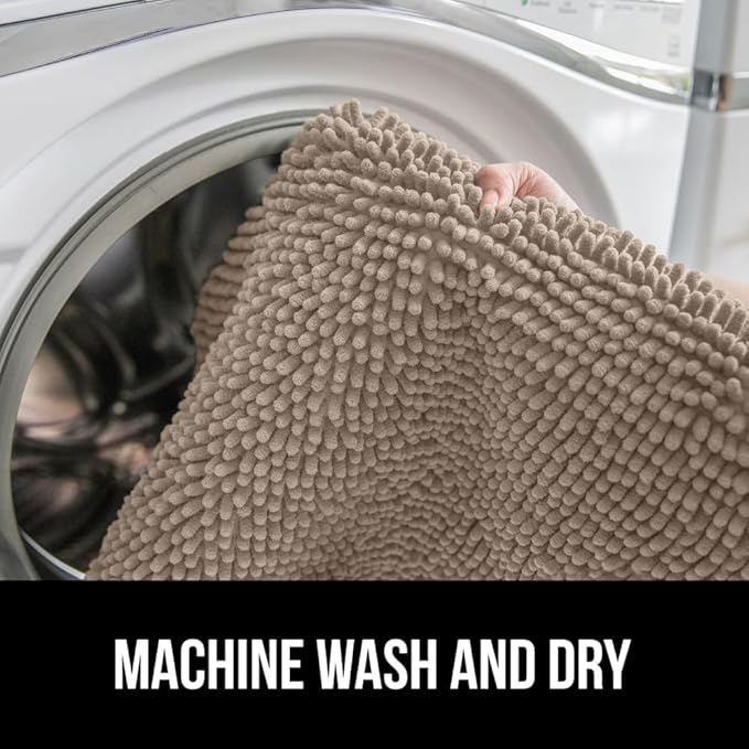 GORILLA GRIP Bath Rug Mat 42x24, Thick Absorbent Chenille, Quick Dry Microfiber Mats, Rubber Backing Washable Shower Floor Rugs, Bathmat Runner, US Designed Bathroom Home Decor Accessories Gray Beige