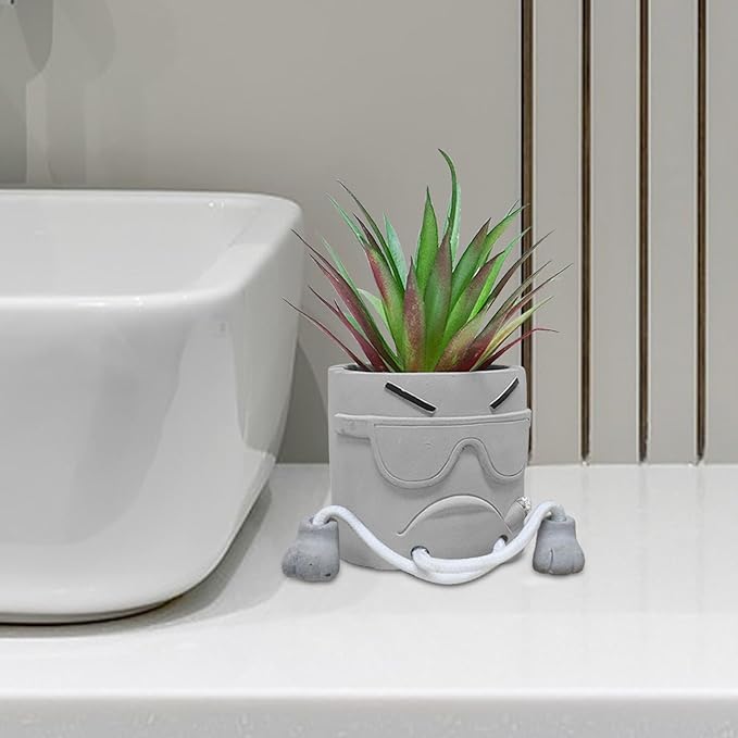 Zerzsy Artificialplant Succulents in Cement Pots with Hanging Leg, Mini Fake Plants Kitchen Shelves Decor, Bathroom Shelf Small Plants Decor, Faux Succulents for Office Wall Shelf Decorations