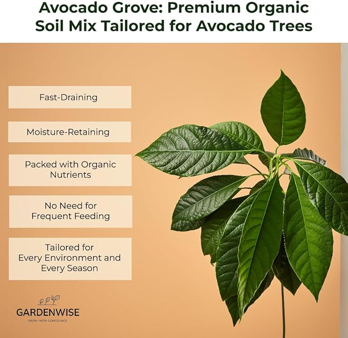 Avocado Tree Soil – Premium Organic Potting Mix for Avocado Trees | Tailored pH & Organic Nutrients | Fast-Draining & Moisture-Retaining | Indoor & Outdoor Use (5 QUARTS)