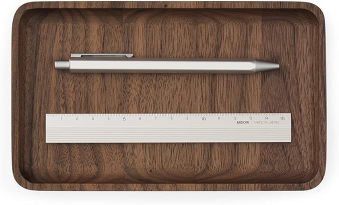 Oakywood Handcrafted Wooden Catchall Tray - Wooden Desk Organiser - Made in The EU - Natural Wood Desktop Storage - Customizable in 3 Sizes - Natural Walnut - 20x12 cm (7.9"x4.7")