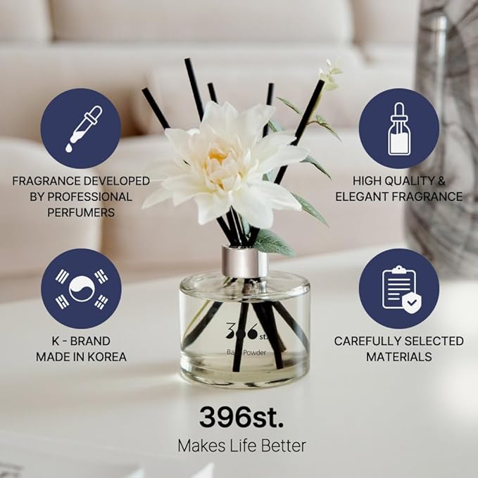 396 st. Dahlia Flower Reed Diffuser, Vanilla Lavender, 200ml(6.7oz) / Reed Diffuser Sets, Home Fragrance, Scented Oils, Home & Bathroom Décor