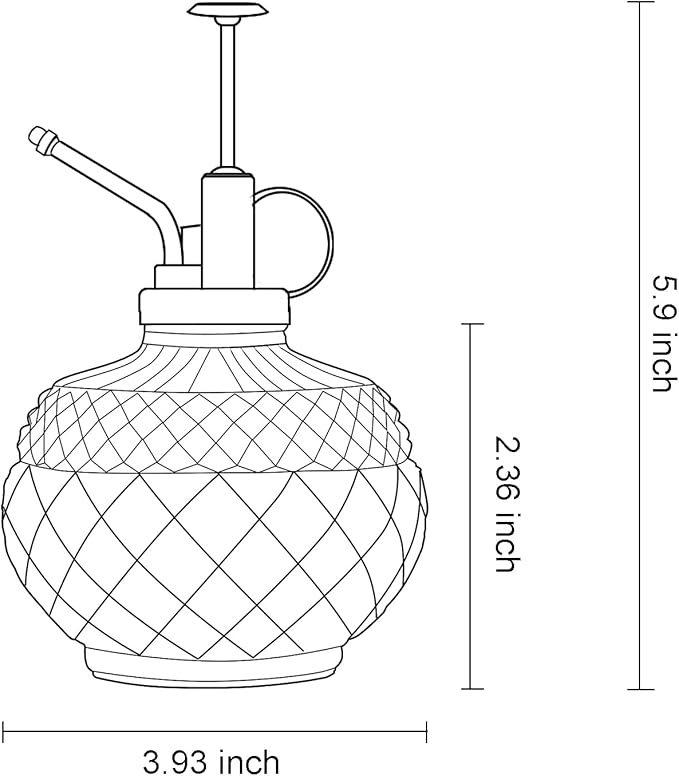 OFFIDIX Plant Mister, Vintage Glass Spray Bottle, Flower Mister 300ML Small Watering Can with Plastic Top Pump, Spray Bottle for Garden, Plants, Cleaning (Gray)