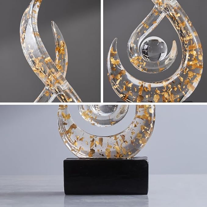 Modern Abstract Art Table Decoration,Resin Gold Statue Modern White Ornaments for Living Room Great Gift Idea Home Decor 5 * 2.5 * 10.5 inch,Collectibles