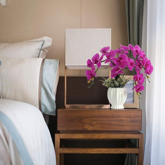 LESING Artificial Potted Orchid Flower for Table Centerpieces,Real Touch Fake Orchid Flowers in Vase for Home Decoration(Style 4,White Vase)