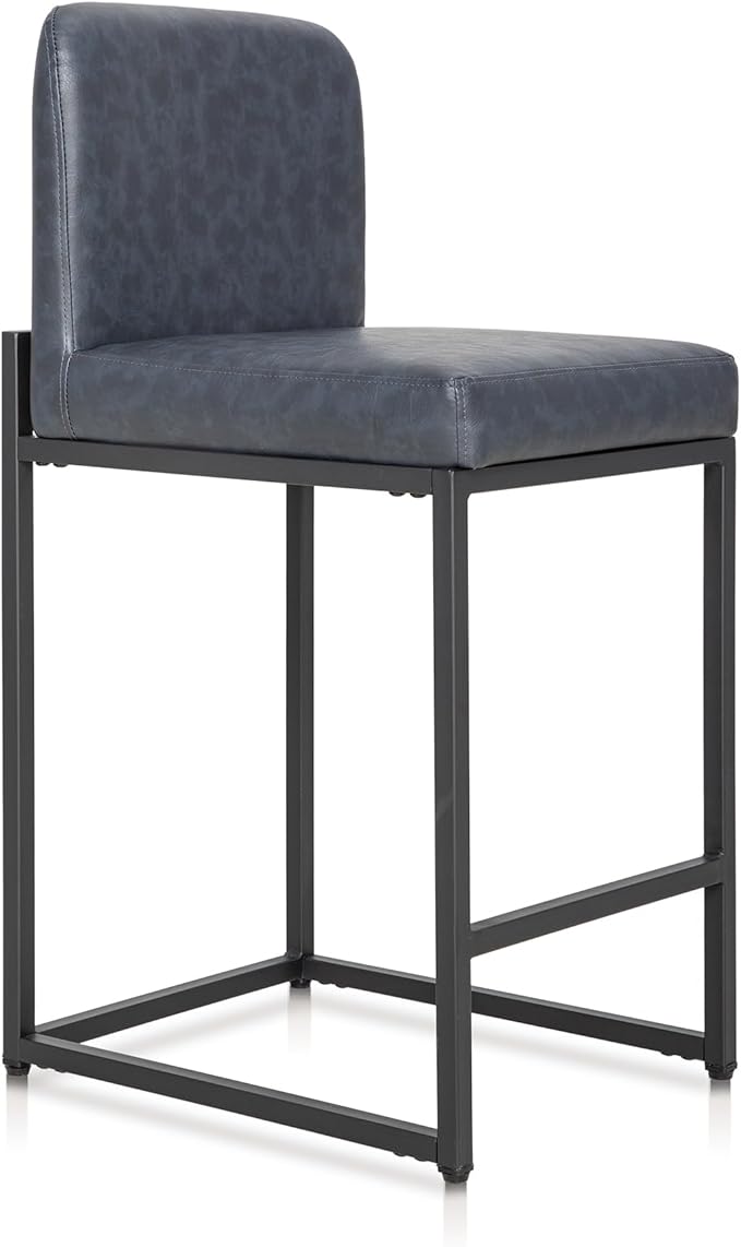 PHI VILLA Bar Stools - Counter Height Bar Stool Faux Leather Barstools with Back, 24" Bar Chairs