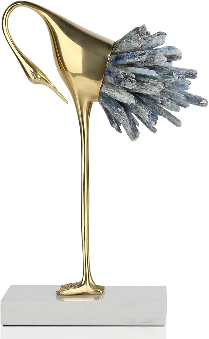 suruim Gold Decor Accents,Brass Birds Statues Gold Home Decor Modern Crystal Decor Ornaments for Living Room, Bedroom, Office Desktop, Cabinets (Blue C)