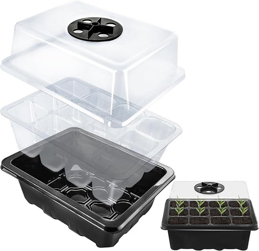 Halatool Seed Starter Kit 8 Pack 96 Cells Black Seed Starter Tray with 100 PCS Peat Pellets for Seedlings Organic Seed Stater Soil Pods for Planting Vegetables Plant, Flowers