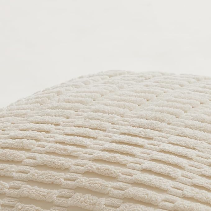 Fancy Homi 4 Packs Boho Cream Decorative Throw Pillow Covers 18x18 Inch for Living Room Couch Bed Sofa, Rustic Modern Farmhouse Home Decor, Soft Plush Corduroy Cute Square Beige Cushion Case 45x45 cm