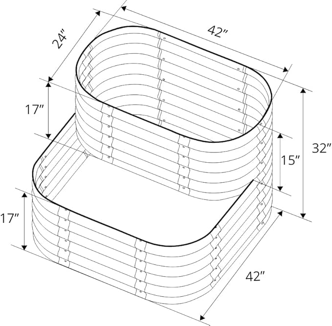 Vego garden Cascading Raised Garden Planter Box Outdoor Metal Galvanized Gardening Bed for Vegetables Herb & Flower, Olive Green
