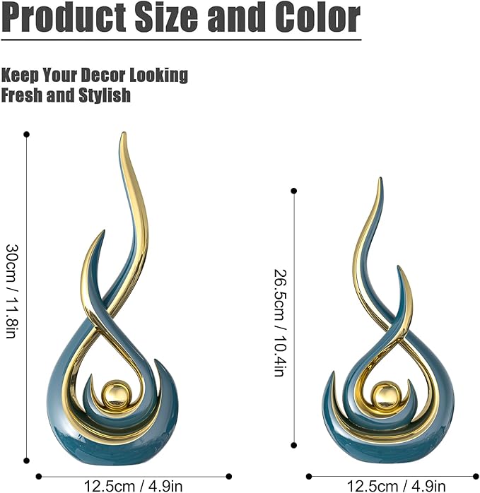 Teal Modern Abstract Art Home Decor Accent,Contemporary Statues Coffee Table Decor for Living Room,Table Centerpieces for Dining Room,Ceramic Sculptures Knick Knacks for TV Stand Show Piece (Green)