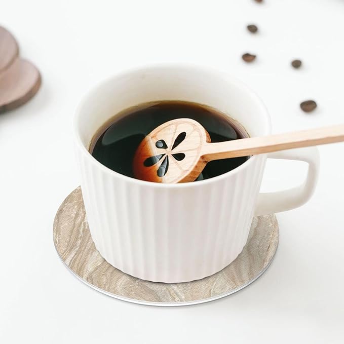 Sand Marble Coasters Set of 6 Coasters for Drinks Absorbent Double-Sided Leather PVC Coaster for Tabletop Protection Coffee Table Decor Ideal for Home Decor House Warming Gifts