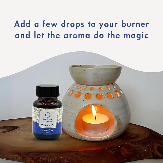 G's Breeze New Car Diffuser Oil Refill - Crisp & Fresh Scent Inspired by Luxury Vehicles – Long-Lasting Freshness for Home & Office – Enjoy a Refreshing Clean Aroma - 60 ML
