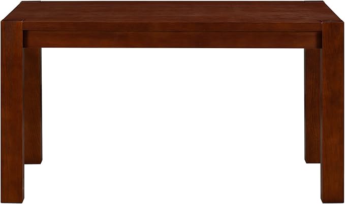 NTC Block 55 Inch Modern Farmhouse Dining Table, Rectangular Dinner Table for Dining Room, Living Room Furniture, Effortless Assembly, Dark Walnut